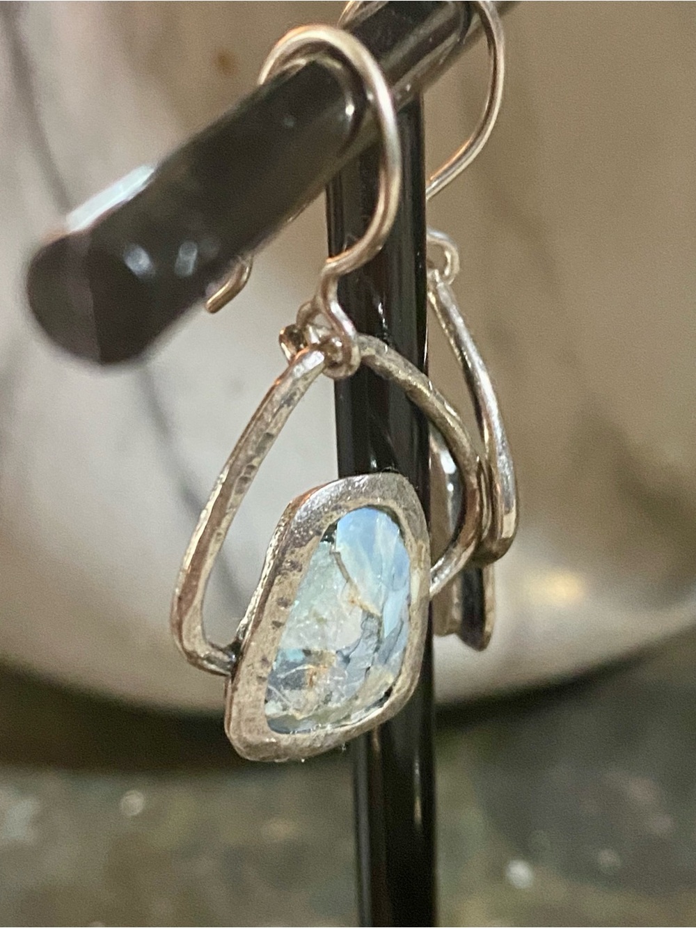 Silpada Under Glass Drop Earrings Sterling Silver with Roman Glass